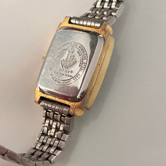 CTNY Silver Gold Black Dial 19mm Women’s Quartz Watch Working New Battery - Picture 6 of 8